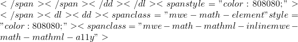 </span></span></dd> </dl> <span style="color: #808080;">溶度積和溶解度的關係由以下方程確定：</span> <dl>  	<dd><span class="mwe-math-element" style="color: #808080;"><span class="mwe-math-mathml-inline mwe-math-mathml-a11y">
