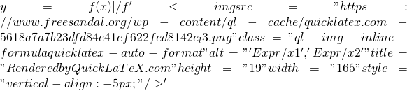 y = f(x)             |   函數二/f '<img src="https://www.freesandal.org/wp-content/ql-cache/quicklatex.com-5618a7a7b23dfd84e41ef622fed8142e_l3.png" class="ql-img-inline-formula quicklatex-auto-format" alt="' Expr/x1 ',' Expr/x2 '" title="Rendered by QuickLaTeX.com" height="19" width="165" style="vertical-align: -5px;"/>'